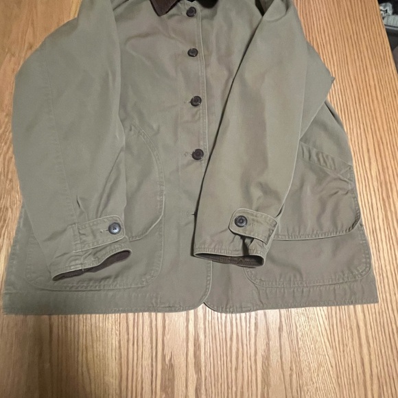 Lands' End Tan Barn Jacket with Brown Collar - Picture 2 of 10